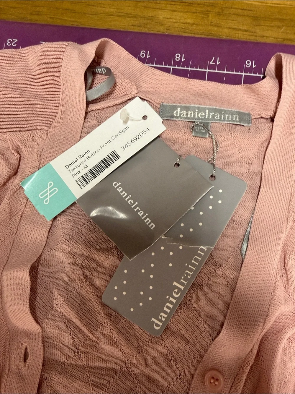 Daniel Rainn Pale Pink Button-Up Knit Cardigan